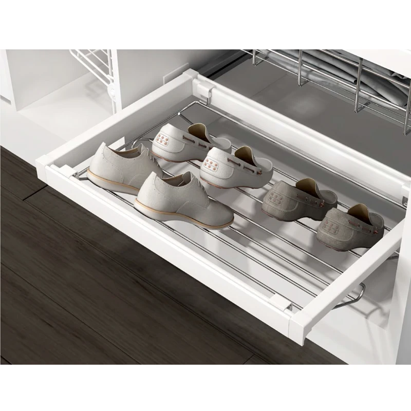 Cloakroom  Accessories Aluminum Frame Telescopic Wardrobe Push-pull Shoe Rack  With Slide Rails