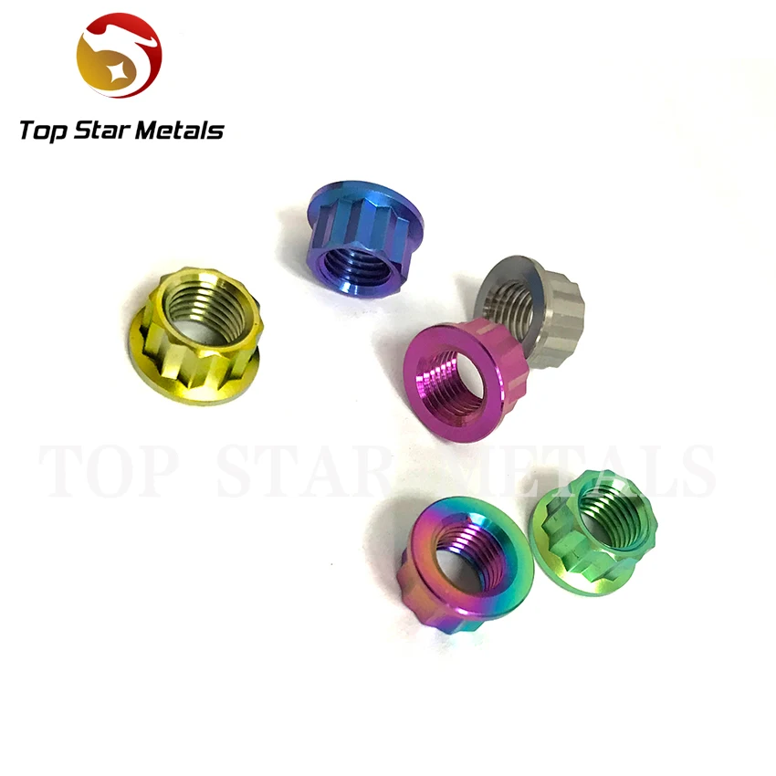 TITST  12PT Titanium Forged Bolts Titanium Bi Hex nut  M8 M10 M12  12 point flange  titanium Nut