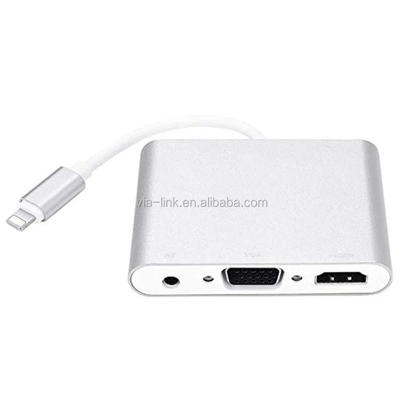 China manufacture digital AV HDTV/VGA/Audio Adapter phone 3 in 1 8 Pin converter cable adapter for iphone ipad lightning