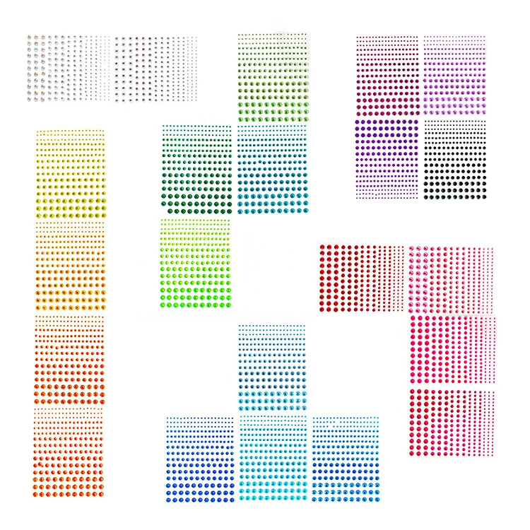 Wholesale colorful self-adhesive rhinestone diamond crystal sticker sheet for face decoration