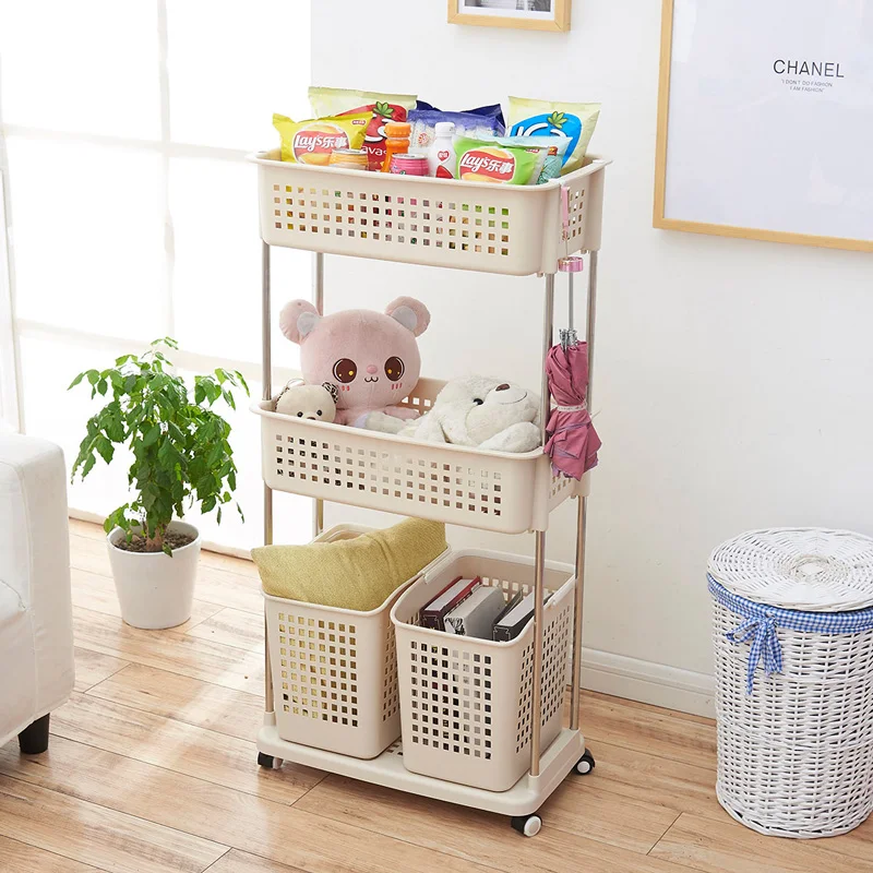 Hot sale  bathroom use plastic folding storage basket shelf