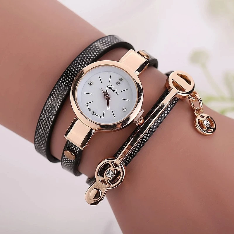 Fashion New Dress Color Ladies Bracelet women watches Casual Knit Long Leather Quartz Watch LNW027