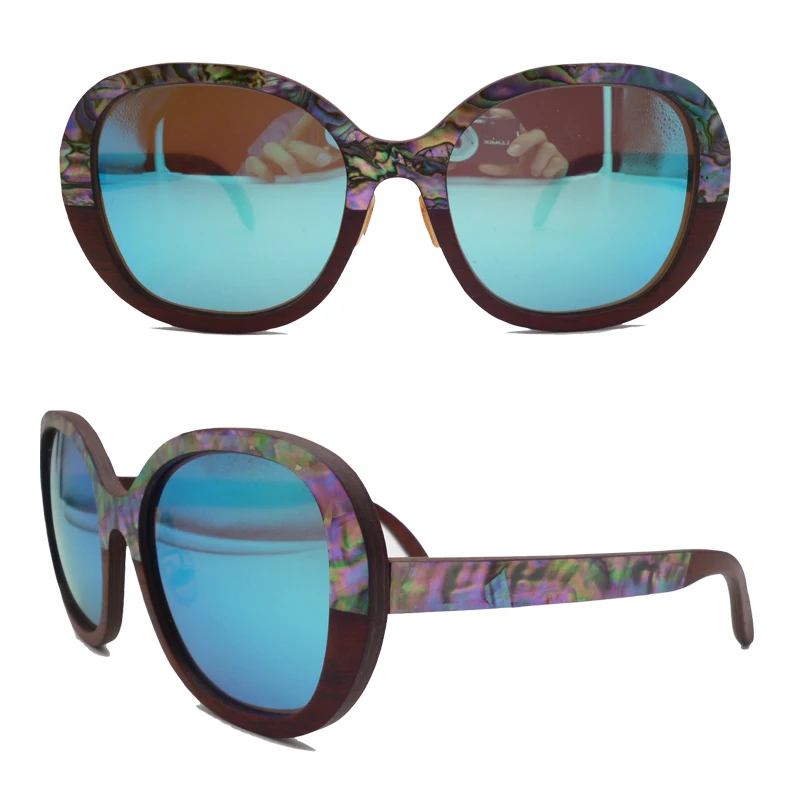 2024 Handmade wooden Frame Sunglasses with Abalone seashell inlay on Cork Wood Sun Glasses