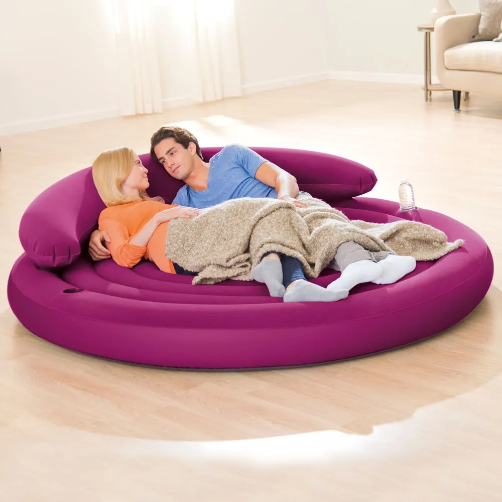 Intex 68661 круглый диван-кровать для гостиной со спинкой и подлокотник многофункциональная надувная подушка