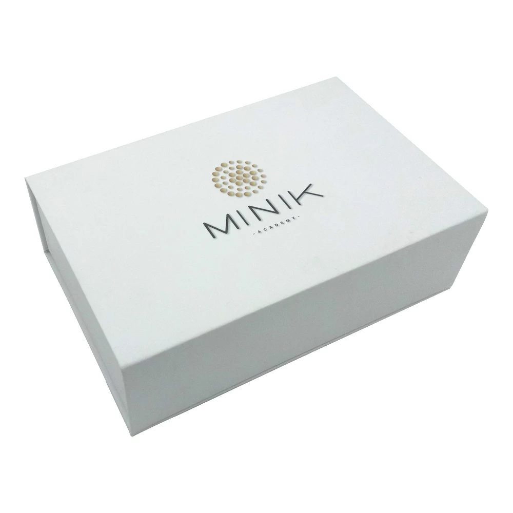 
Custom logo printed paper magnetic white gift box 