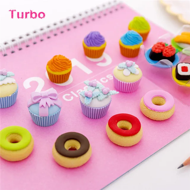 Wholesale Promotional School stationery accessories best quality colorful creative cute girl  3d shaped rubber erasers