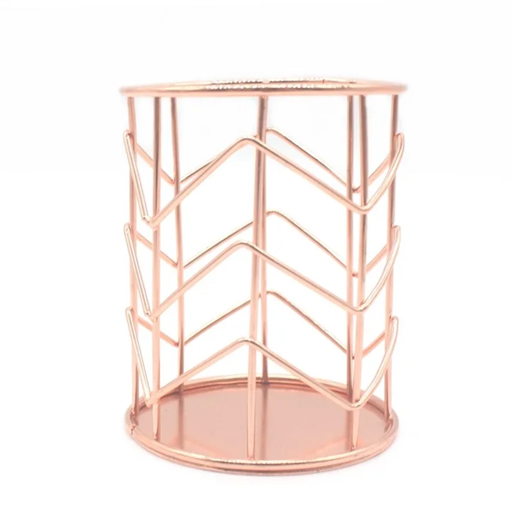 
High quality rose gold metal pen container 