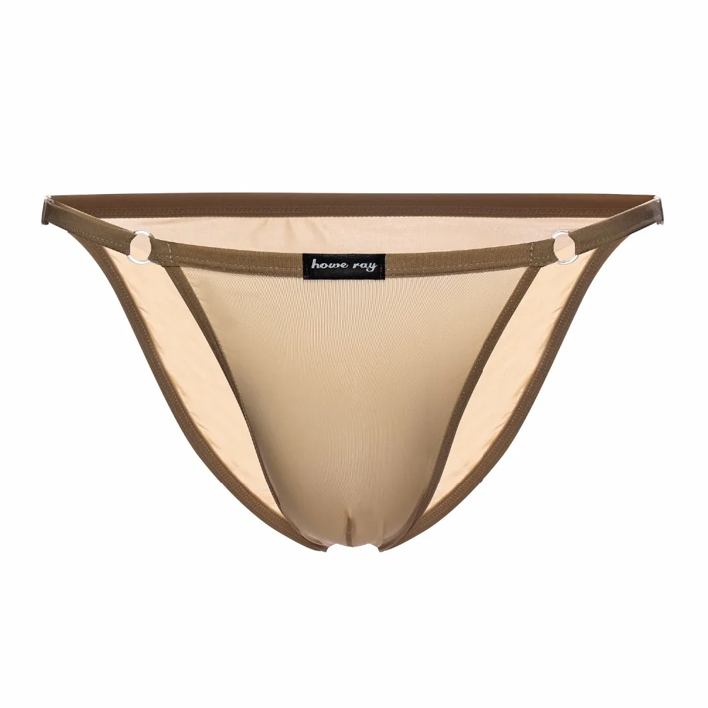 Модное регулируемое сексуальное мужское нижнее белье, розовое соблазнительное мужское треугольное нижнее белье из ледяного шелка