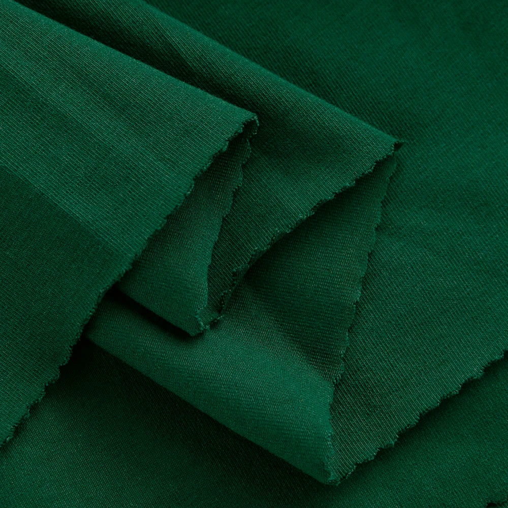 
4 ways stretch eco plain dyed Green Series solid color 95 cotton 5 spandex single jersey knit fabric 
