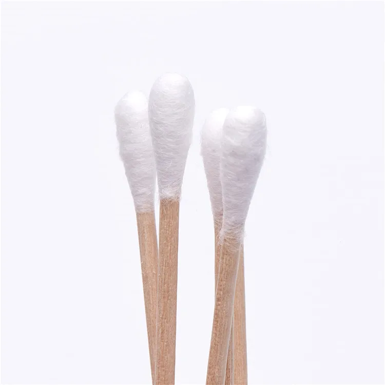 200pcs High Quality Double-ended Round Head Wooden Bamboo Stick Cotton Buds Care Baby Swabs Sticks in Ear and Make up Tools