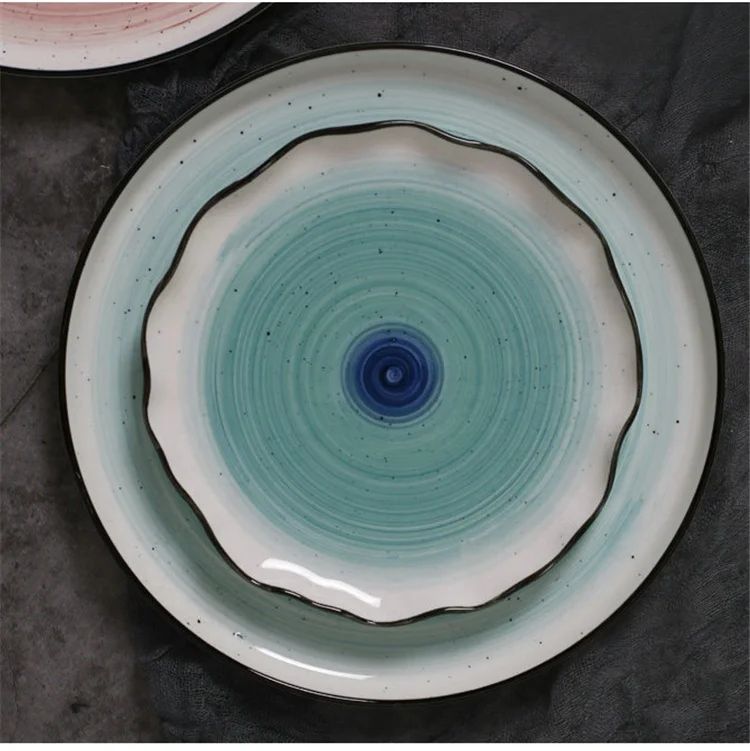 Unique design graceful  dinnerware irregular shape plates china crockery porcelain dinner set for restaurant