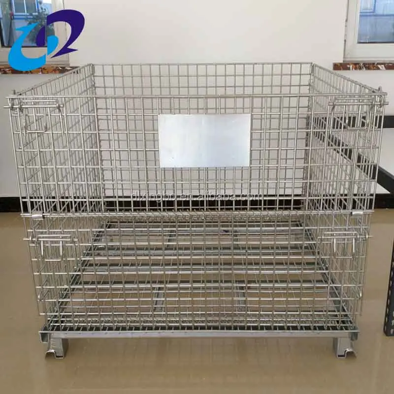 Forklift steel folding wire basket warehouse pallet cage