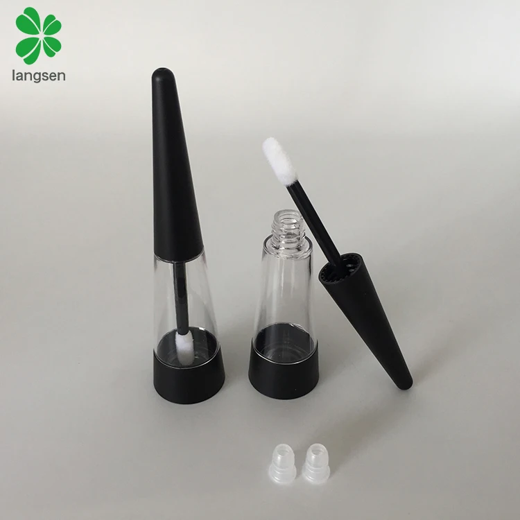 Unique plastic taper cone shape lip gloss tube, triangle shape lip gloss tube container pravite label