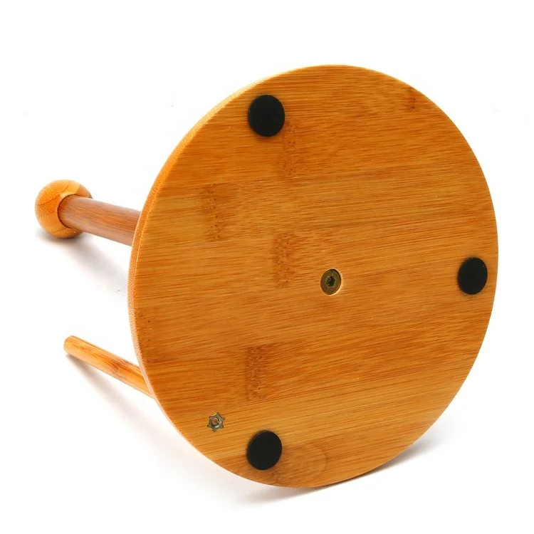 2024 Big Kitchen Bathroom Toilet Standing Rack Natural Wooden Bamboo Tissue Roller Paper Towel Holder