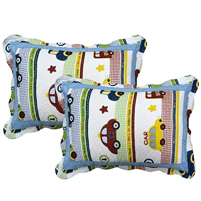3-Piece Boys Multi Color Transportation Themed Quilt Bedspread Car Trucks Vehicles Printed Bedding,Reversible Kids Bedding Set