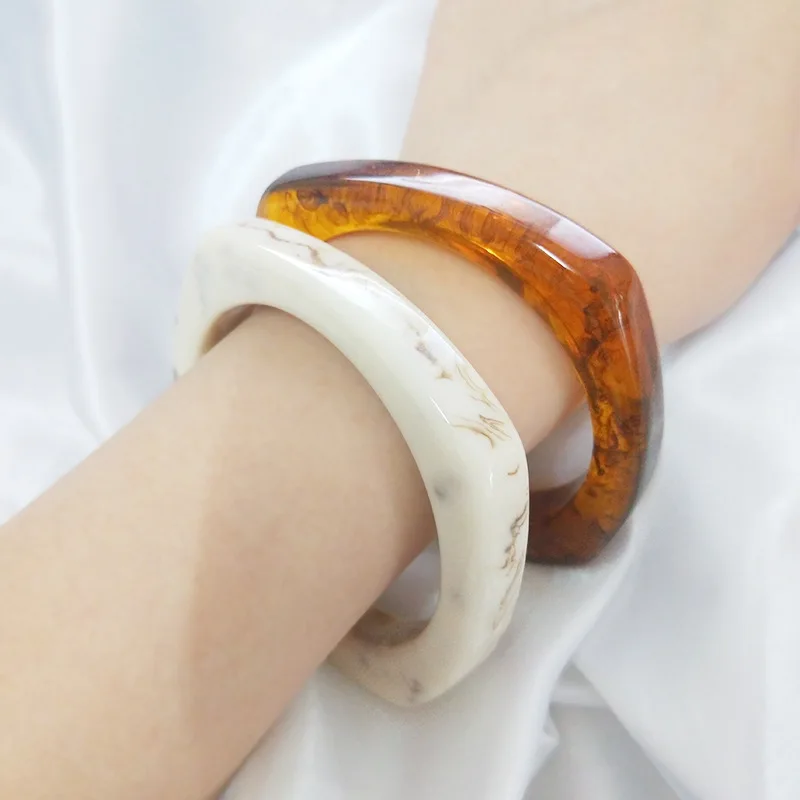 New spring women hot selling triangle square round resin bangles Fashion plastic acrylic bracelets for ladys wholesale Jewellery
