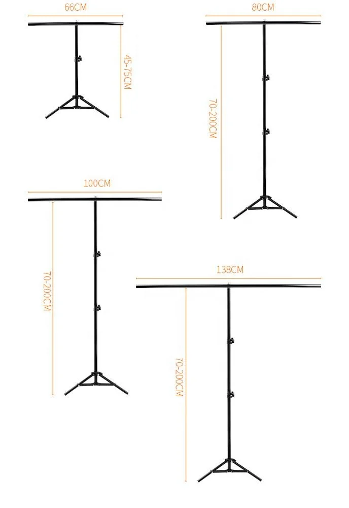 T Shape Portable Backdrop Stand Kit with Spring Clamps Carry Bag for PVC background Muslin Cotton Backdrop