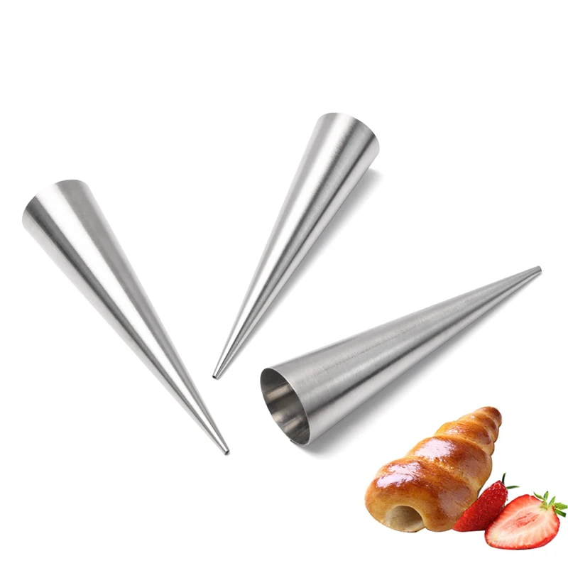 Stainless Steel Non-stick Cone Cream Horn Form for DIY Baking Croissant Cone Pastry Roll molds
