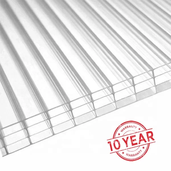 clear 10 years warranty polycarbonate multiwall sheet for sale UV coating