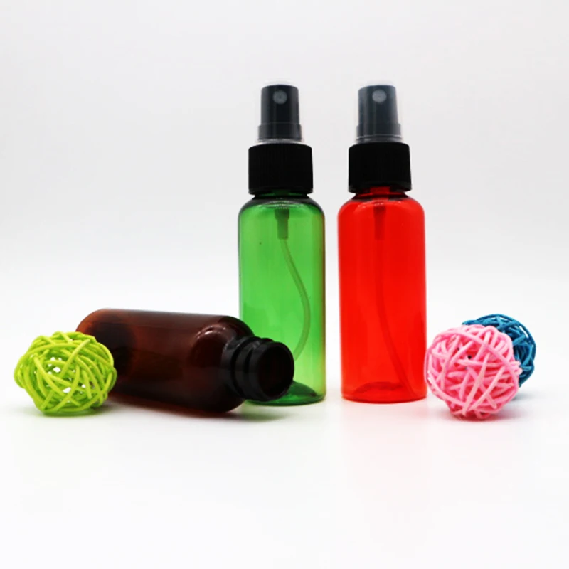 Empty 30ml 1oz 50ml 60ml 100ml 120ml 150ml 180ml round shape clear amber red black green PET plastic facial spray bottle