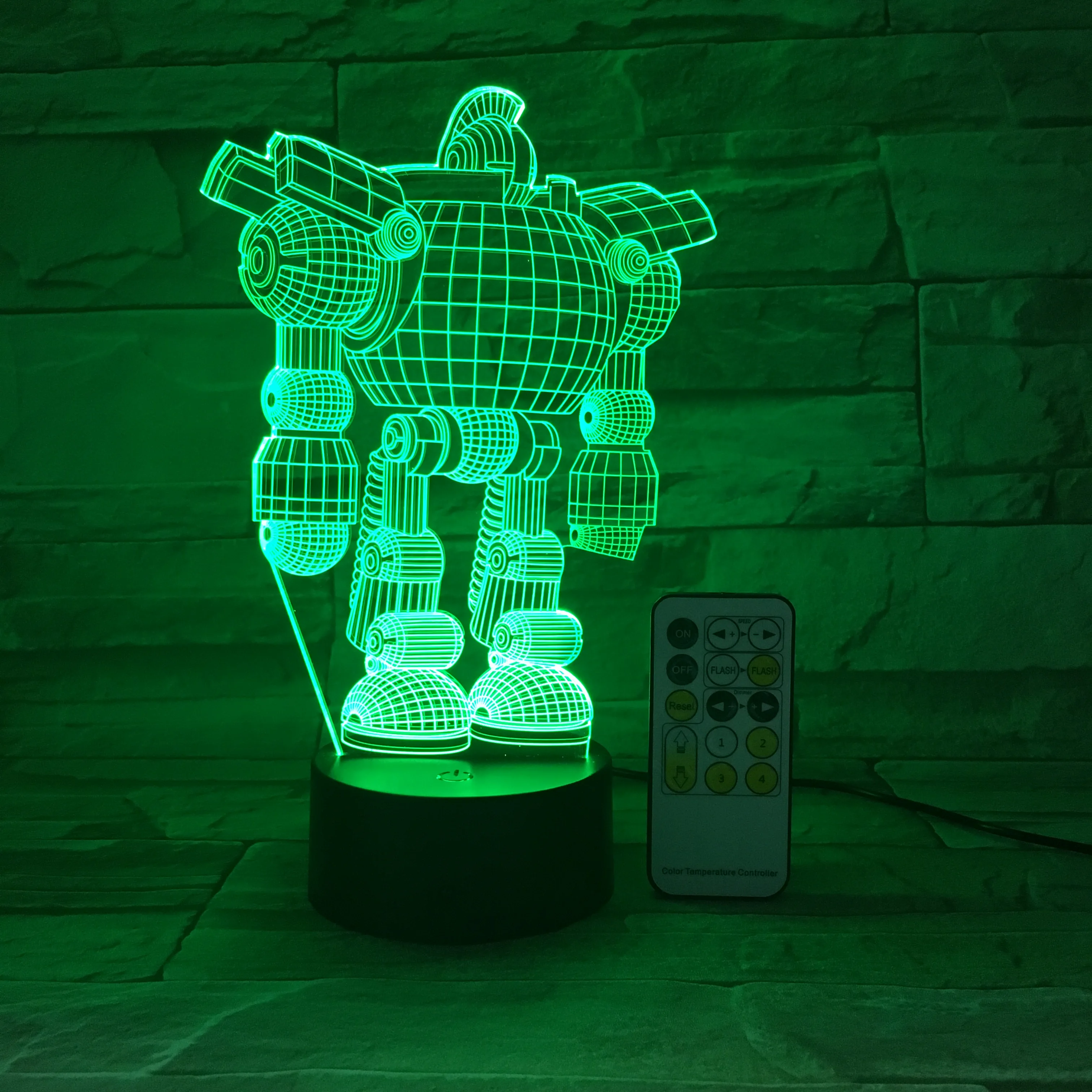 
Promotional Gifts Remote Control Robot Shape 3D LED Optical Visual Illusion Lamp Acrylic Night Light For Shop 