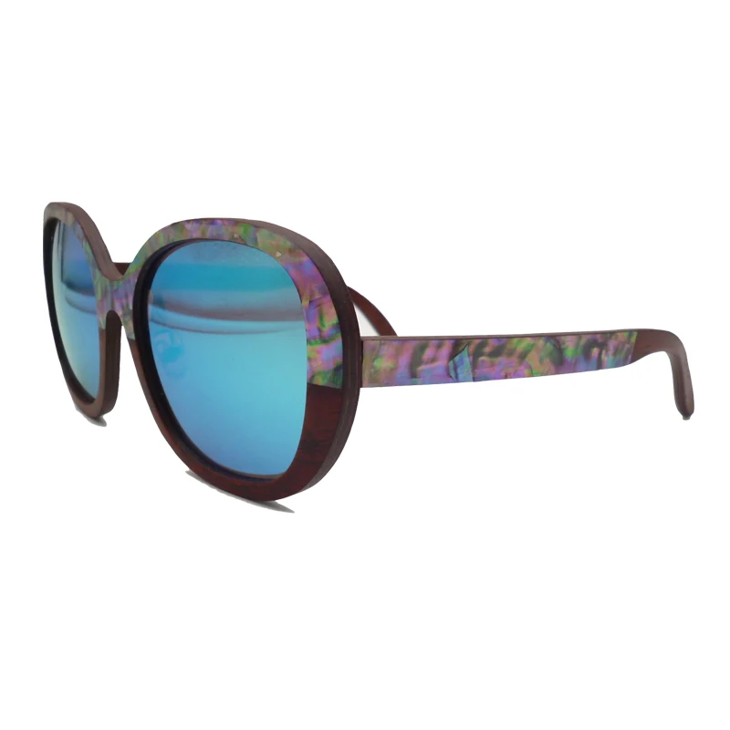 2024 Handmade wooden Frame Sunglasses with Abalone seashell inlay on Cork Wood Sun Glasses