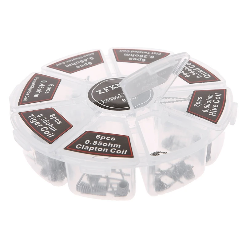  Готовая катушка XFKM 8 в 1 Clapton Alien Tiger Hive Quad плоская скрученная сплавленная нагревательная проволока для вейпа готовая электронной
