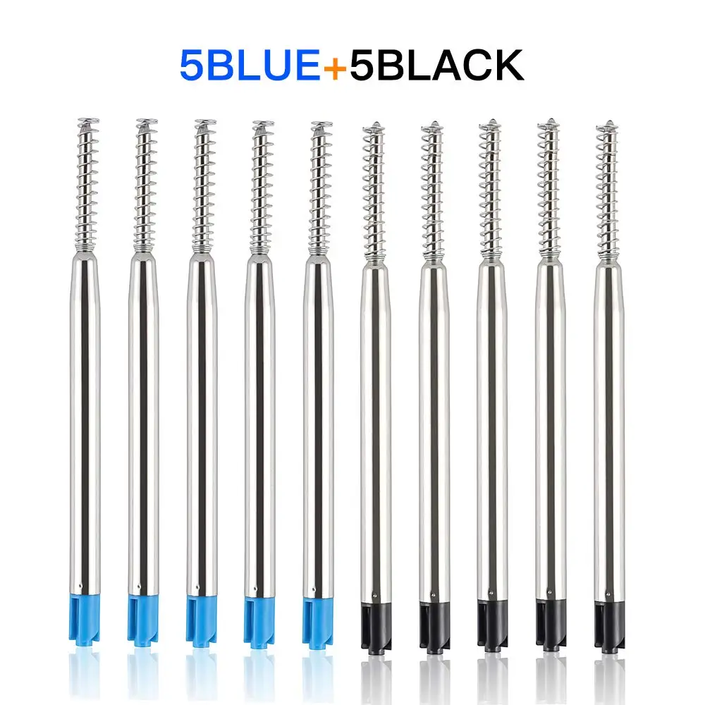 Шариковая ручка средней точки с голубыми чернилами, сменная шариковая ручка, сменные стержни-металлическая сменная ручка (синяя)
