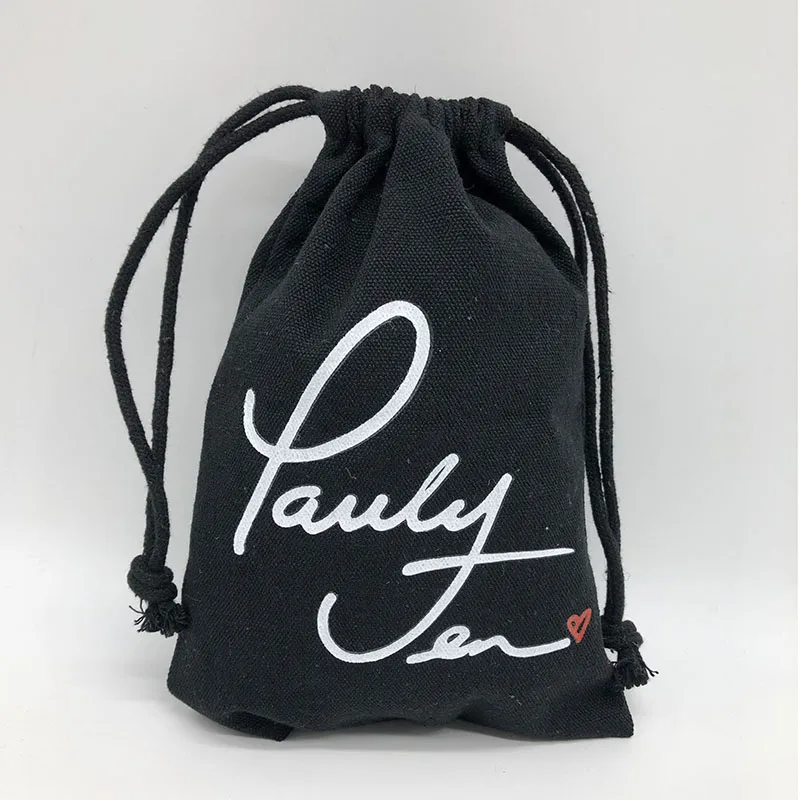 Soft Black Linen Drawstring Dust Bag For Handbag