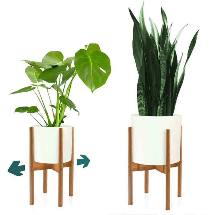 Adjustable Plant Stand Indoor Outdoor Mid Century Modern Planter Stand