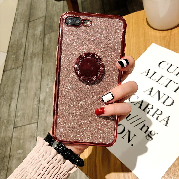 
Diamond phone case with finger ring holder bling glitter korean phone cases high fashion 
