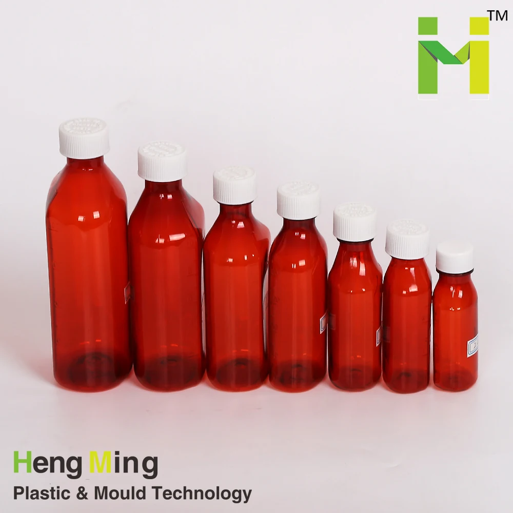 1/2/6/8/12/16 oz transparent amber pet plastic bottles for liquid medication  with lids oval liquid bottle sirup flasche