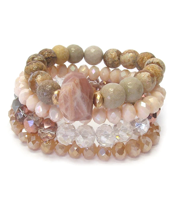 
Hot Sale 4Pcs/Set Fantasy Druzy nature Stone Crystal Beads Custom Bracelets Set For Women 