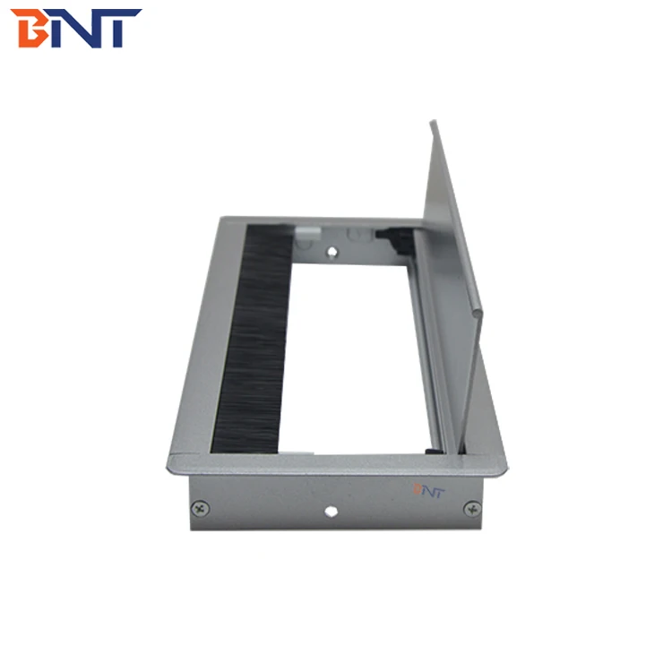 Aluminum cable management soft closing office desk wire cable grommet box