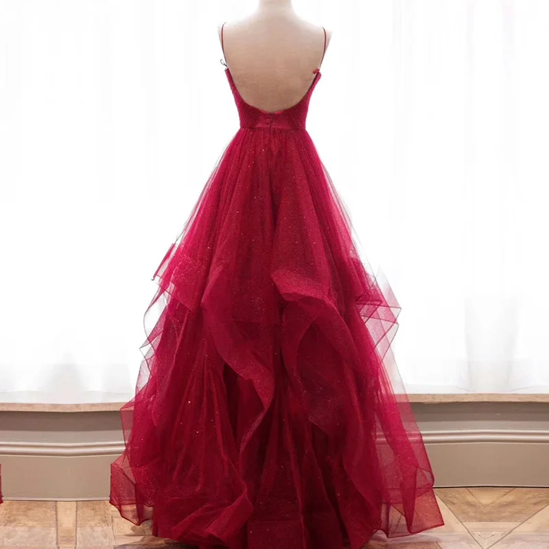 Elegant design women off shoulder party dress red heavy lace new long party evening dresses