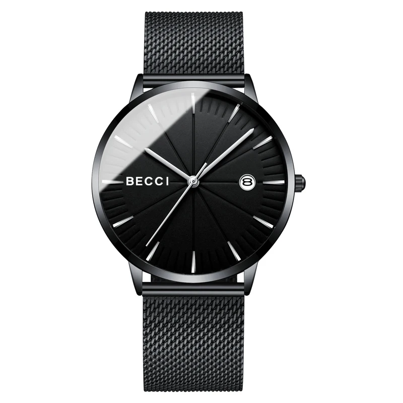 Luxury OEM Watch Factory Custom Logo Stainless Steel Date Day  Mesh/Leather Men Quartz Watch