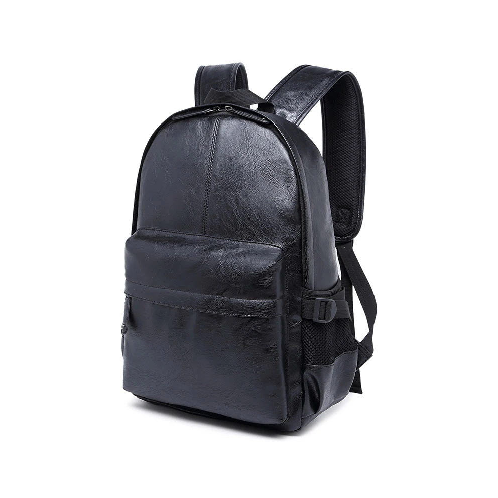 Custom casual mens daily pack PU leather laptop backpack bags for commuting