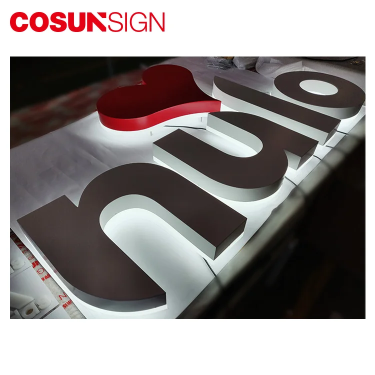 waterproof channel brushed backlit metal led letter light sign