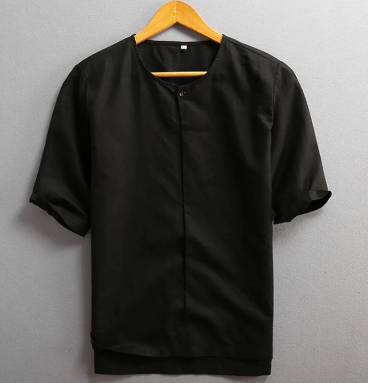 Low MOQ wholesale classical chinese style shirt linen/cotton linen fabric shirt/classic linen shirts for men