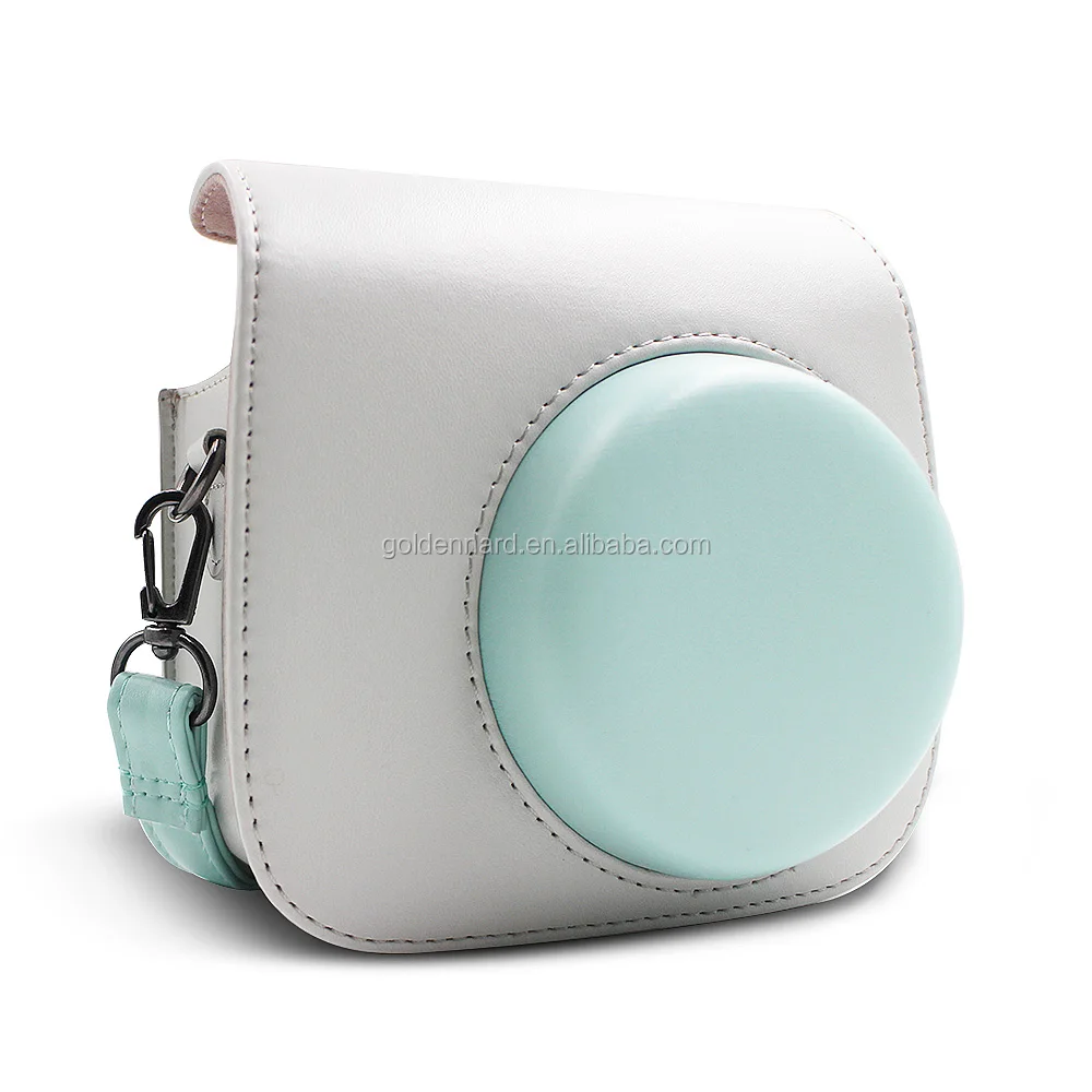 Fujifilm Instax Mini Camera Case for Mini 9/Mini 8 Camera PU leather Instant Camera Bag(Smokey White & Ice Blue)