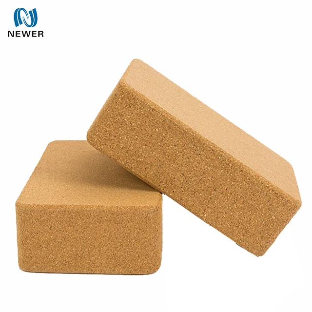 Wholesale high quality eco balance exercise adjustable private label custom natural cork wood 3*6*9inch yoga block with logo