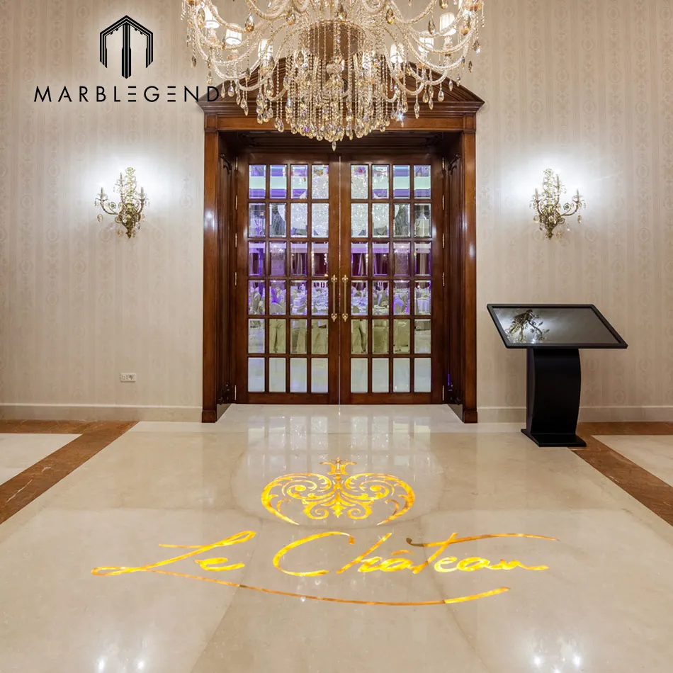 
Romania Le Chateau Palace waterjet tile lobby marble flooring medallion design 