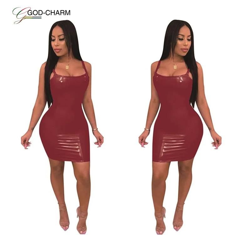 G-86641S wholesale sexy Latest design women suspender PU leather mini dress 9032509