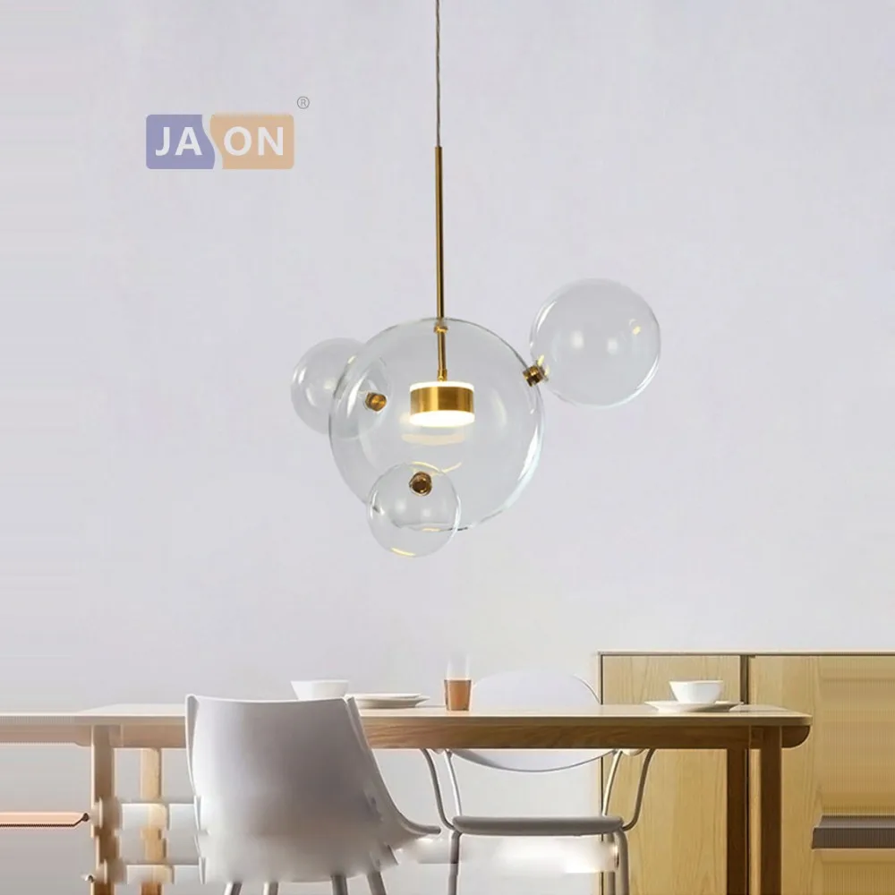 LED Nordic Iron Glass Gradual Blue Mickey LED Lamp LED Light Pendant Lights Pendant Lamp Pendant light for Dining Room Foyer