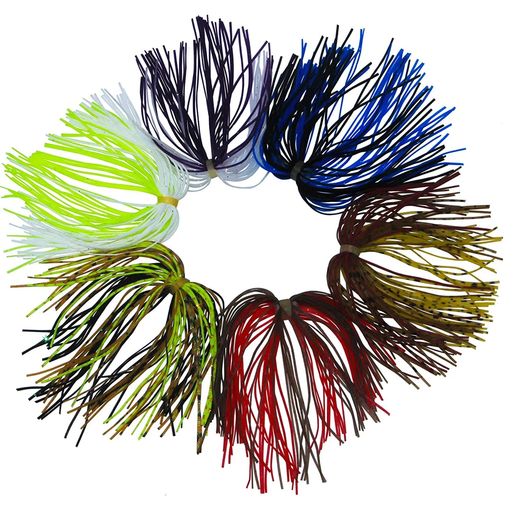10pcs/Bag Fishing Rubber Jig Skirts 50 Strands Silicone Skirts Soft Lure Wire Fishing Tackle Fish Accessory