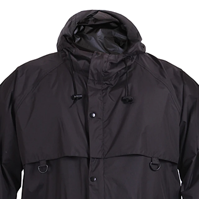 Black Color Hooded Rain Wear Outdoor Rain Suit Motorcycle Raincoat Polyester PVC Rainwear