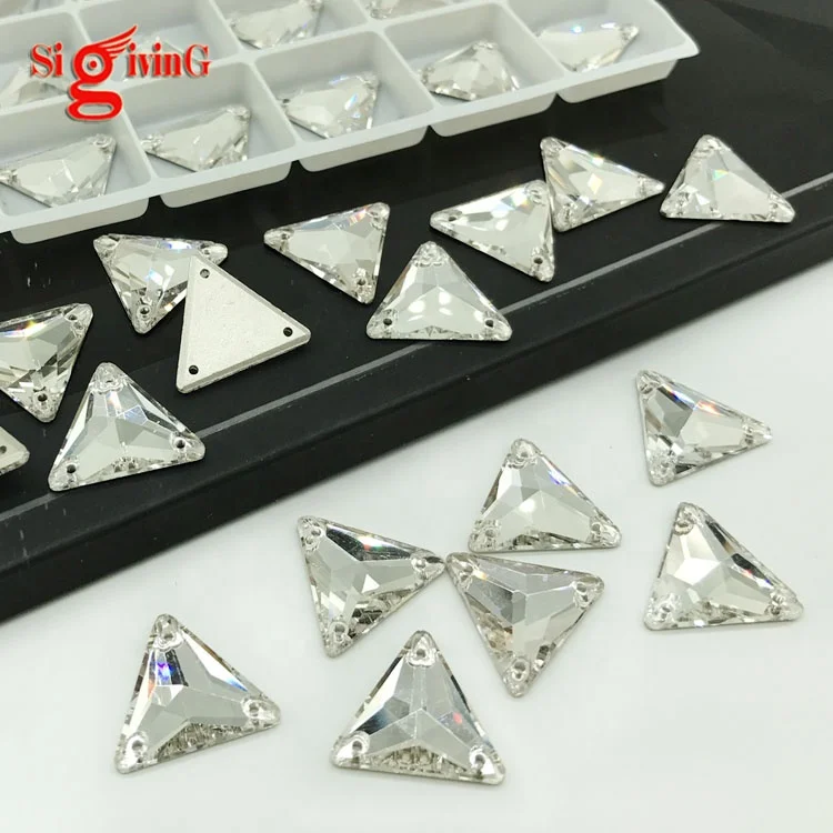 Crystal 12mm 16mm 22mm triangle sewing on stone in over 80 different colors for gymnastics leotards sew on rhinestone applique