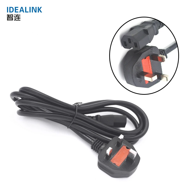Пользовательские рекламные черный 3 булавки Великобритания plug Британский Стандартный компьютер шнур питания кабель