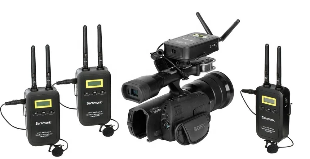 Цифровая беспроводная микрофонная система Saramonic VmicLink5 RX + TX с креплением камеры тремя передатчиками Bodypack и петличным Mi