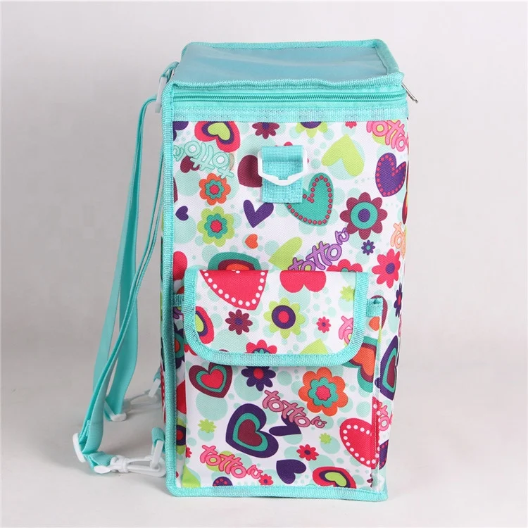 Heopono Custom Nice Full Printed Design BPA free Food Safe Aluminium Thermal Bag Polyester Insulated Large Cooler Backpack